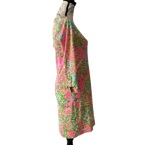 Lilly Pulitzer Palmetto T-Shirt Dress Floral Pink Green Pima Cotton Women XS - Picture 3 of 9